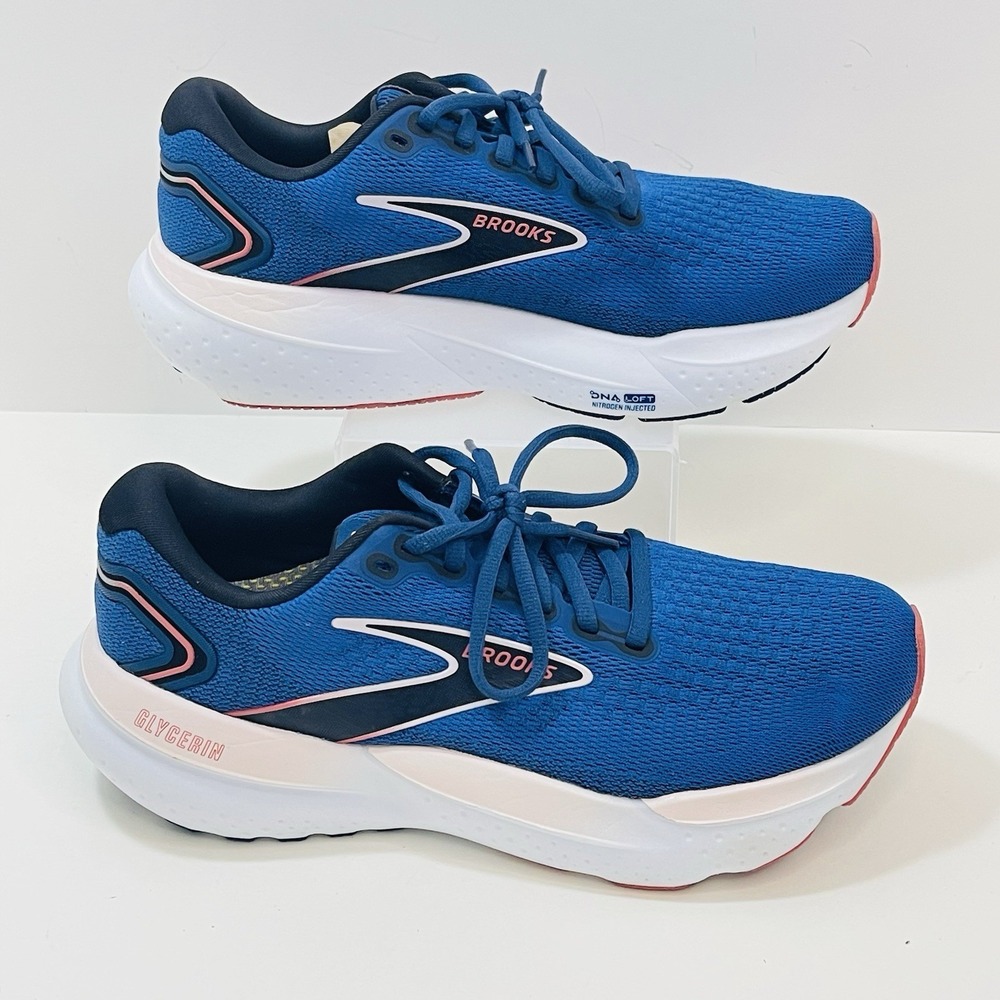 Brooks Glycerin GTS 21 Womens Size 8 Blue Pink Walking Running Shoes Sneakers - Picture 5 of 12
